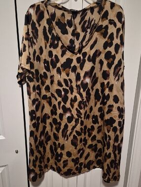 SHEIN Leopard Print Mini Dress in Tan, Black, Brown